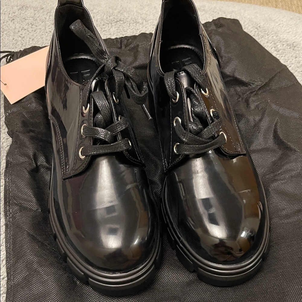 JustFab Black Patent Leather Flats